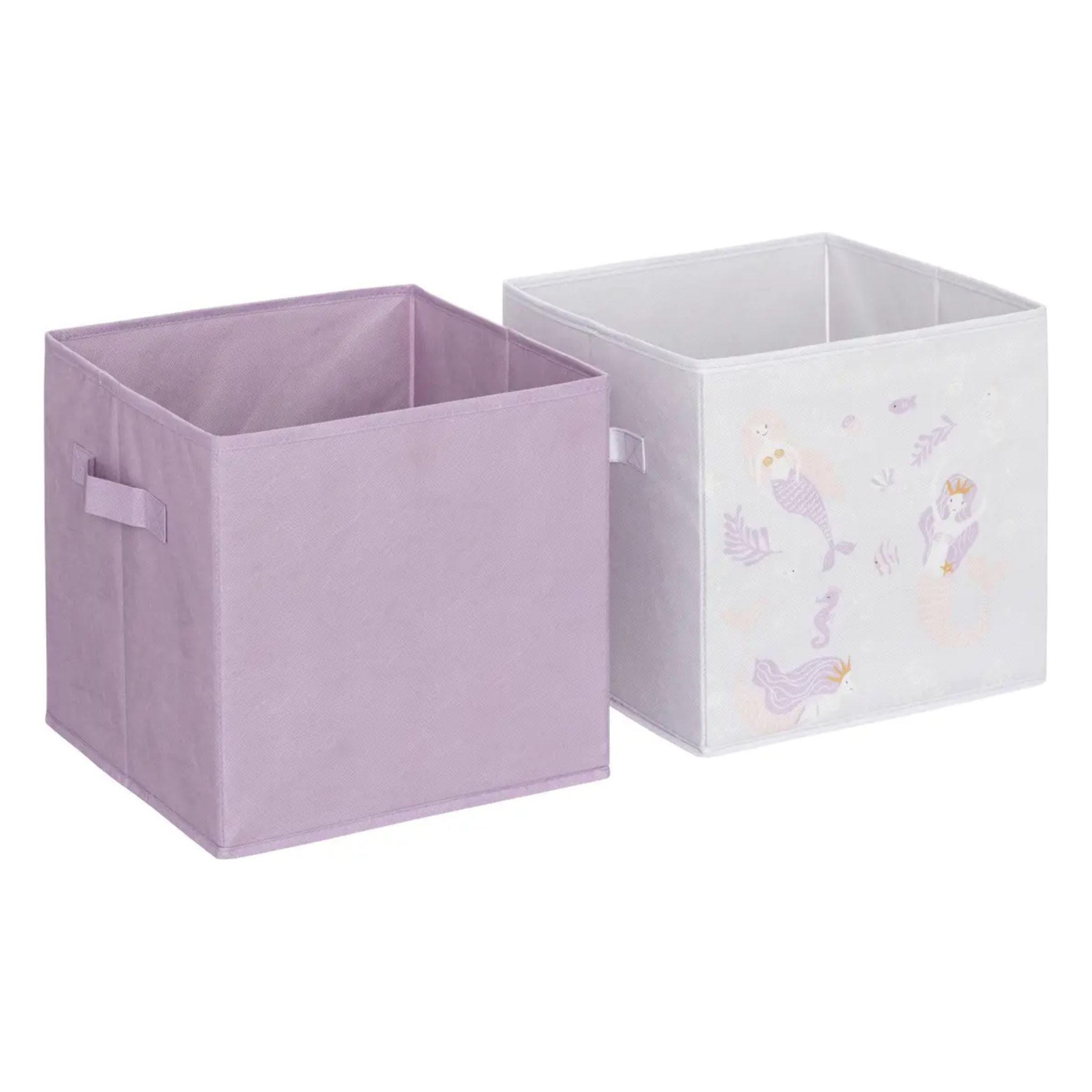 2 bacs rangements enfant "Sirène" 29x29cm multicolore