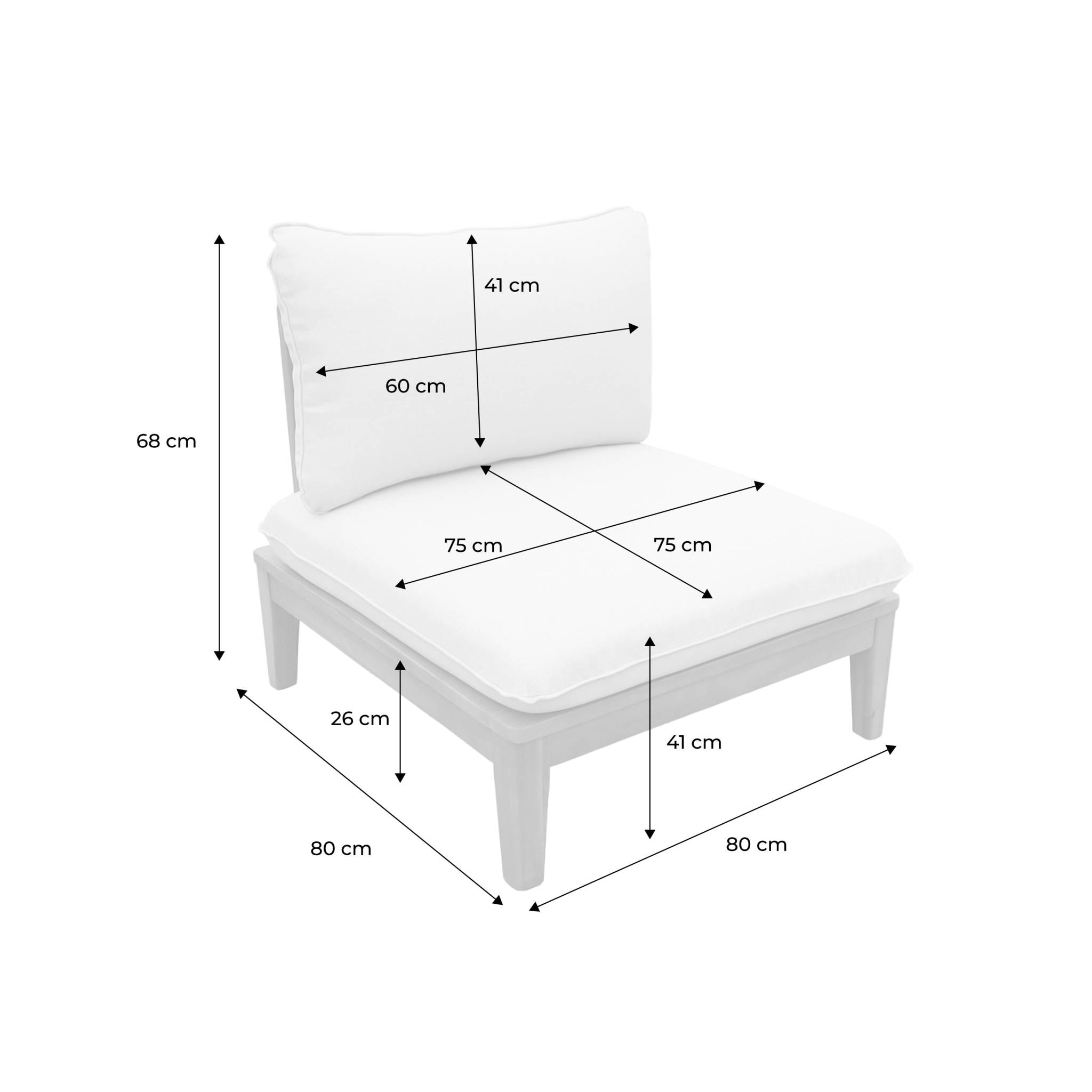 Banquette modulable de jardin bois d'acacia 2 places YONA