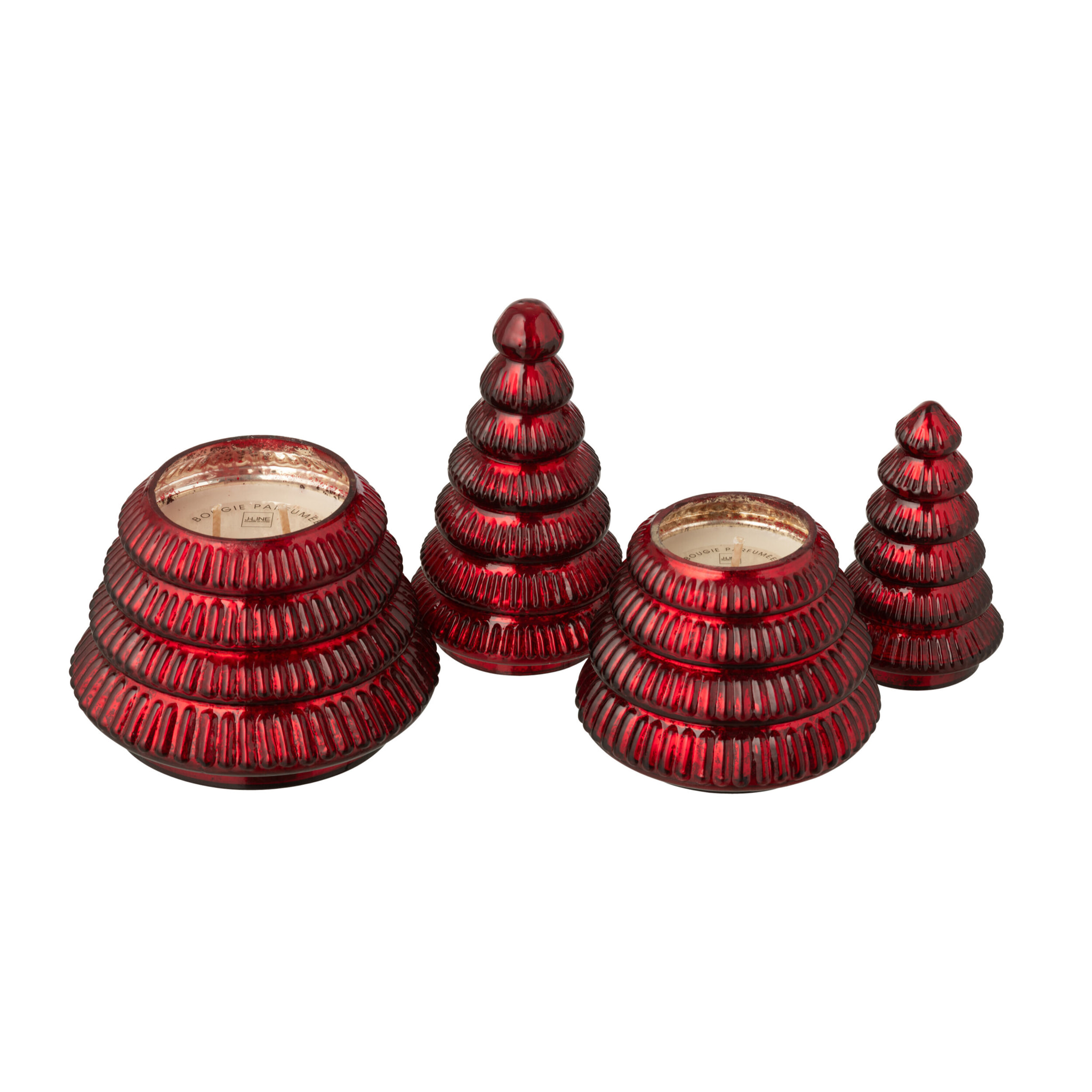 J-Line bougie parfumée Arbre Cotelé - Christmas Berries - verre - bordeaux - large