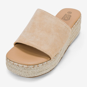 Sandalias de cuña arena con esparto