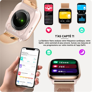 Montre connectée ECHO Rainbow Nano Or Rose Silicone + Milanais