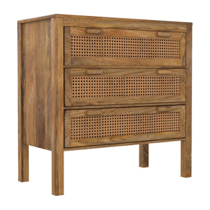 Commode en cannages et bois 3 tiroirs - Tiki