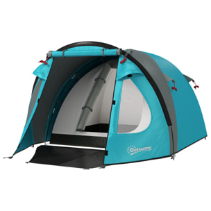 Tente de camping 2-4 personnes - tente dôme familiale imperméable - sac de transport inclus bleu