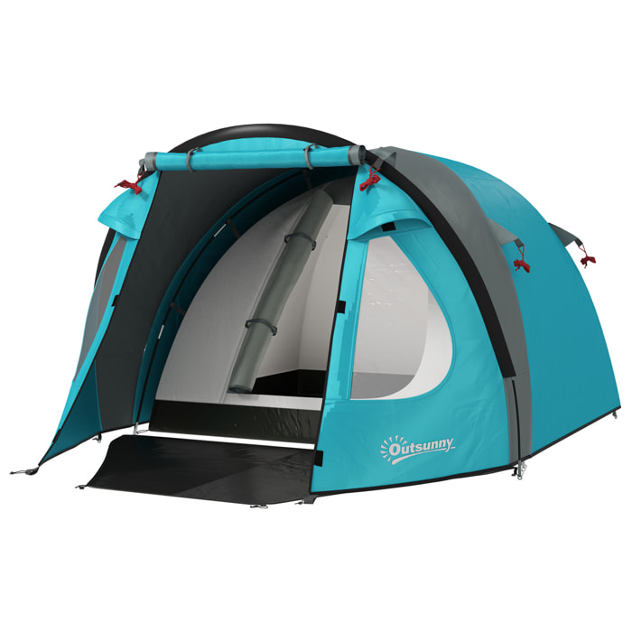 Tente de camping 2-4 personnes - tente dôme familiale imperméable - sac de transport inclus bleu