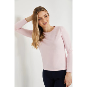 Maglietta basic a maniche lunghe rosa con logo Rigby Go