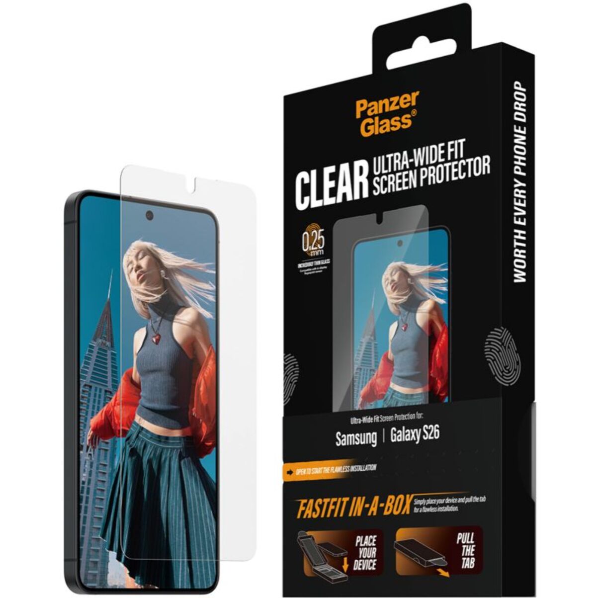 Protège écran PANZERGLASS Samsung Galaxy S26 pose facile