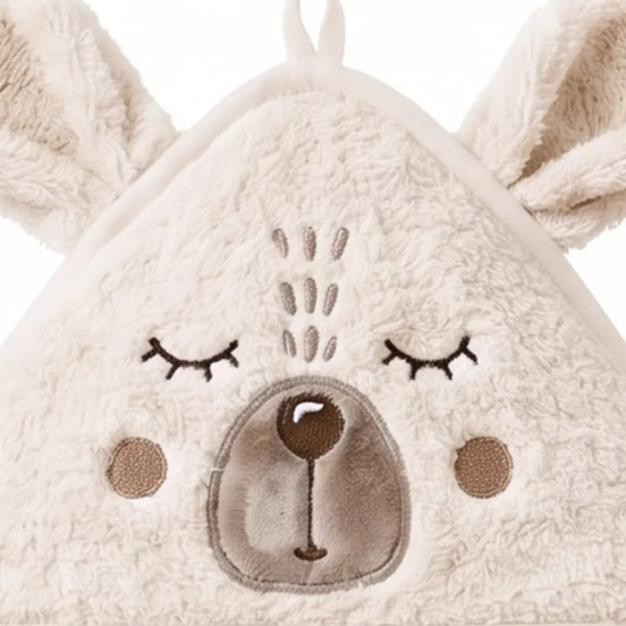 Peignoir enfant enfant pur coton 420 g/m² brodé beige marron Petit ours angora