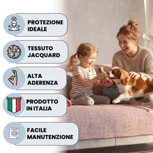 COPRIDIVANO COMFORT, Antiscivolo, Cotone+Microfibra+Fibre Varie, Made in Italy - BORDEAUX