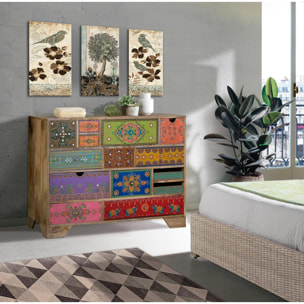 Cómoda de Madera de Mango 120 Cm Estilo Étnico Boho