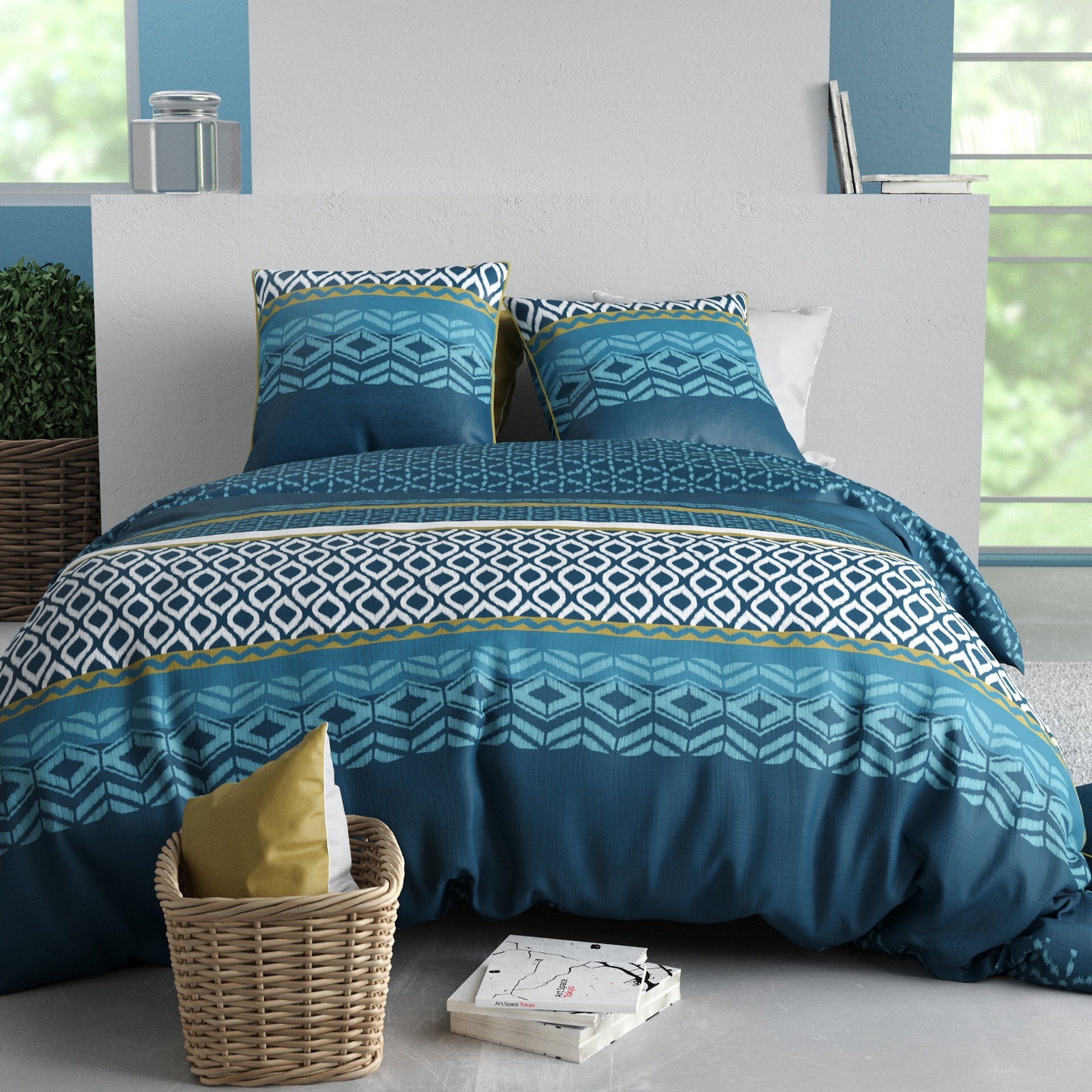 Parure housse de couette microfibre effet pêche TRIBAL