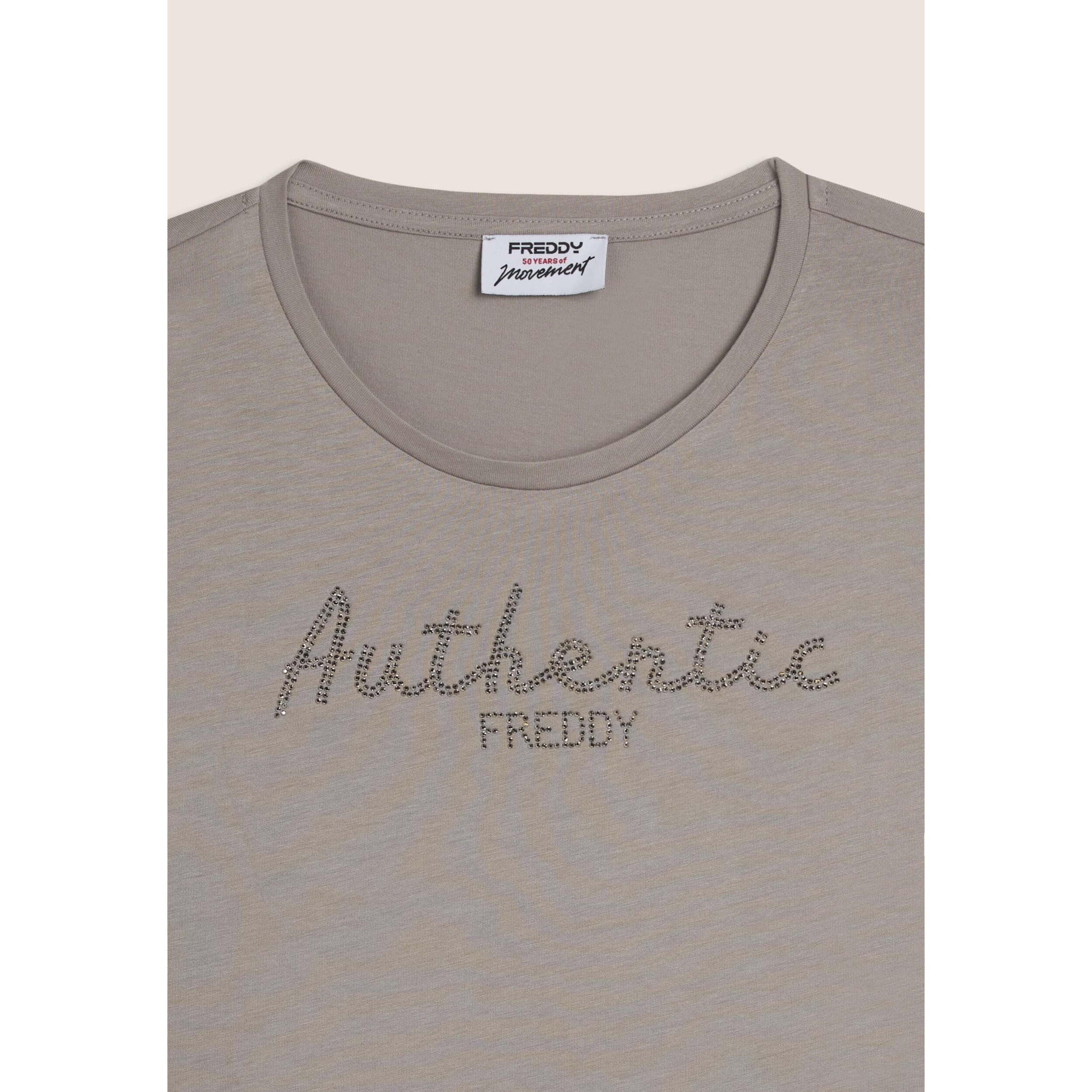 T-shirt manica 3/4 "Authentic" con logo FREDDY in strass