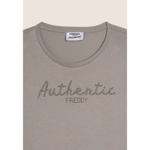 T-shirt manica 3/4 "Authentic" con logo FREDDY in strass