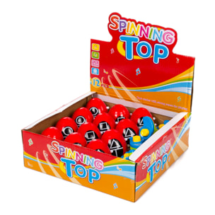 Expositor 12uds. Spinning Top Squid Egg con luces led de colores y música. Modelos Vigilantes surtidos.