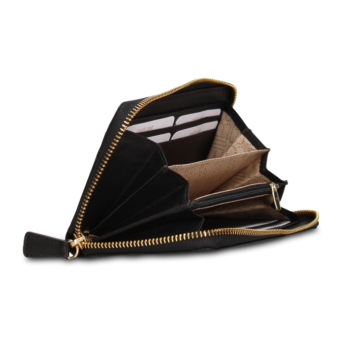 Portafoglio donna in vera pelle - Modello Eridana Plus - Con zip - 19.0 x 9.5 x 2.0 cm