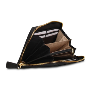 Portafoglio donna in vera pelle - Modello Eridana Plus - Con zip - 19.0 x 9.5 x 2.0 cm