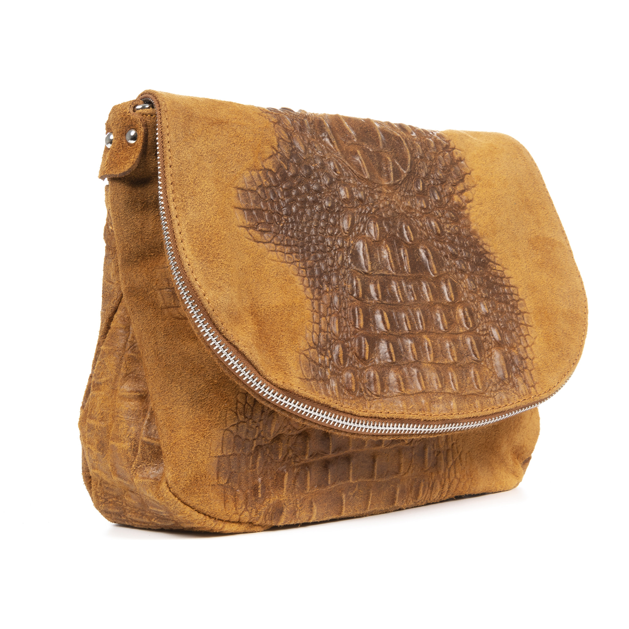 Amanda Borsa a tracolla Donna.Pelle autentica Camoscio Incisione Coccodrillo