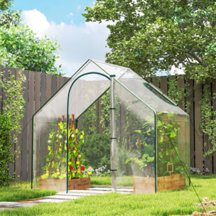 Invernadero Pequeño, Invernadero de Exterior con Ventana y Puerta con Cremallera, Marco de Acero, Cubierta de Plástico Impermeable Anti-UV para Cultivar Plantas, 180x100x168 cm, Transparente