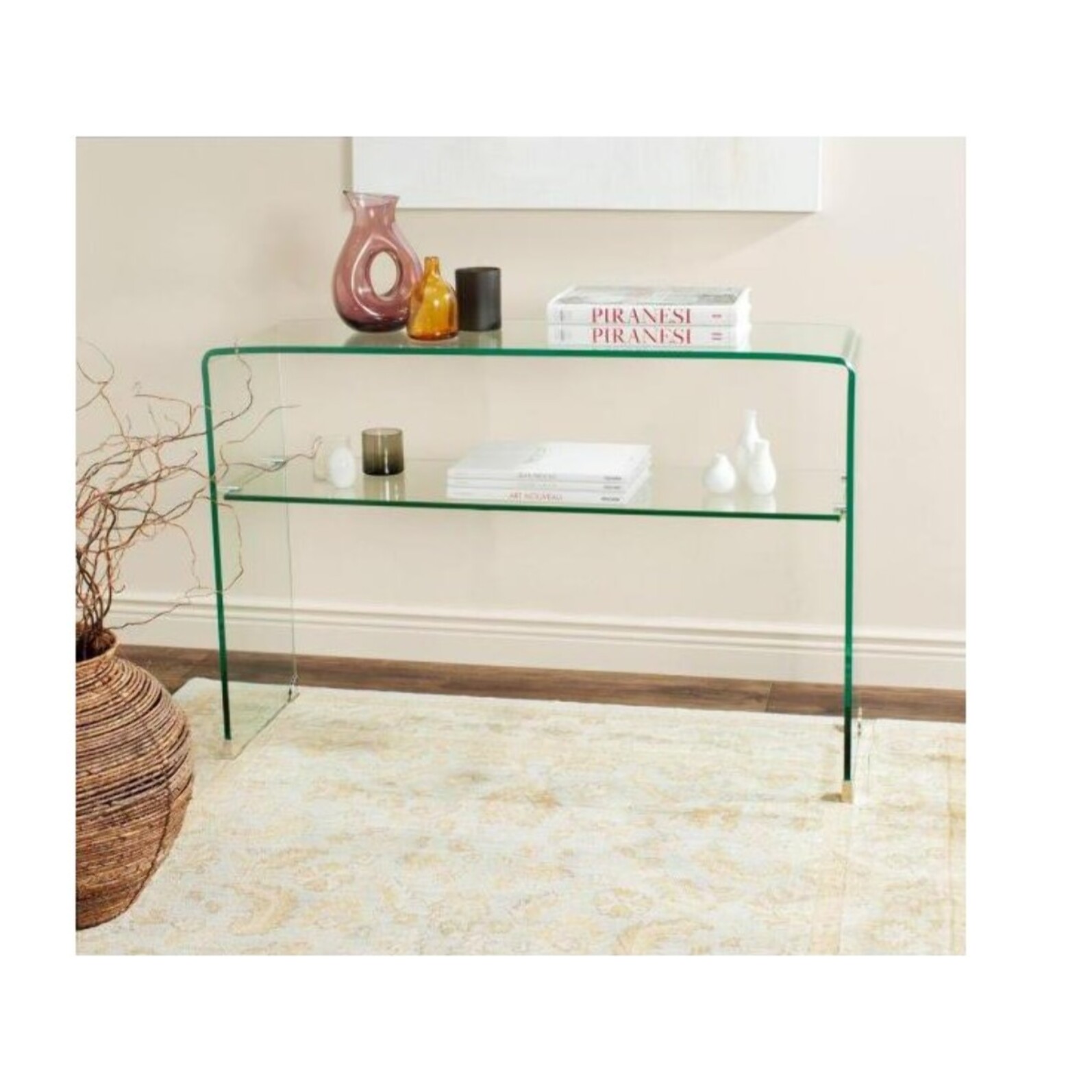 Console en verre 100 cm avec tablette - BENT
