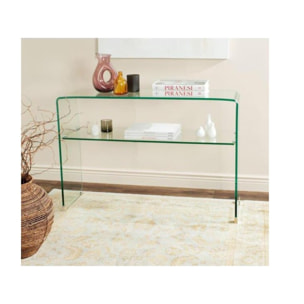 Console en verre 100 cm avec tablette - BENT