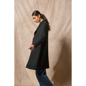 Cappotto Kate abbottonato nero con particolari Polo Club