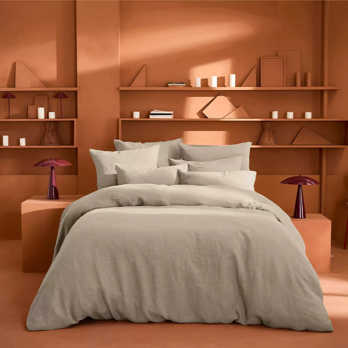 Drap housse b35 pur lin lavé 165 g/m² uni beige Le lin lave lin