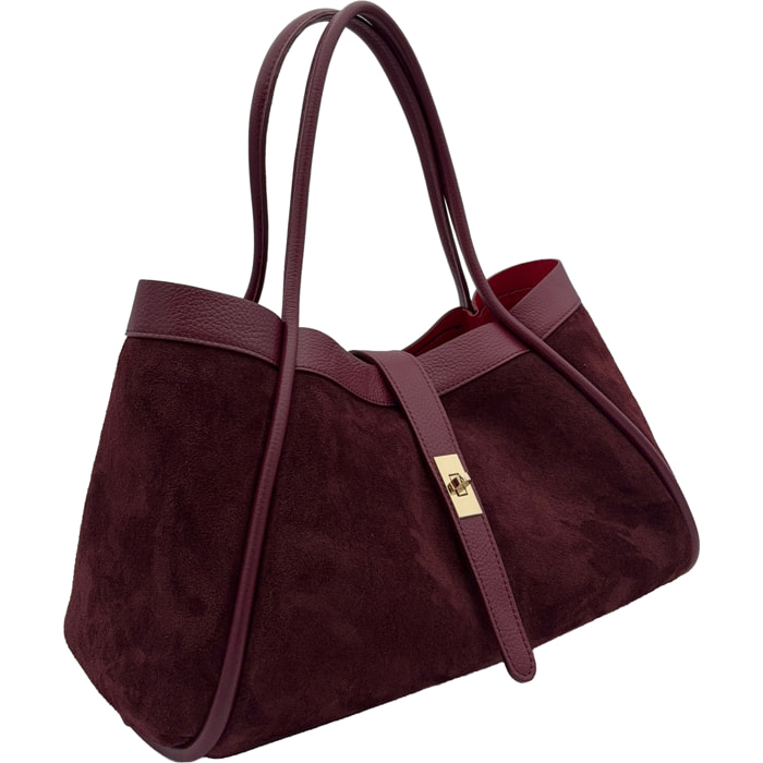 Borsa a Mano Elegante da Donna in Pelle Scamosciata