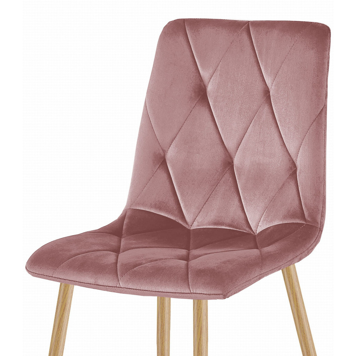 Set di 2 sedie Libra in velluto rosa con gambe effetto legno
