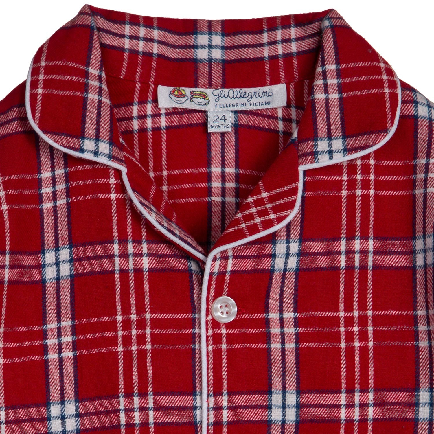 PIGIAMA BABY in flanella scozzese rosso e bianco