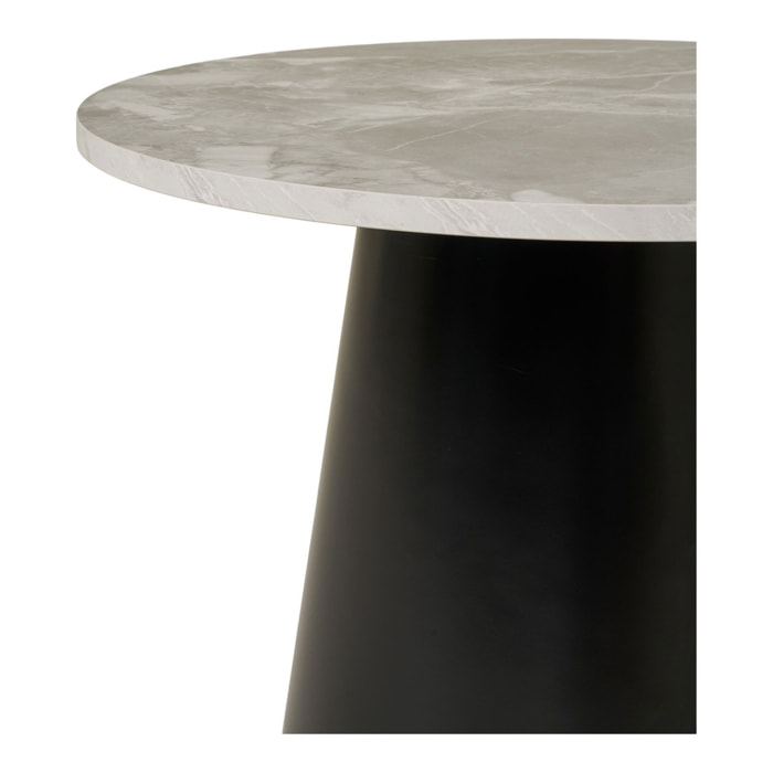 Brito - Tavolino da salotto effetto marmo grigio e nero ø60x45 cm