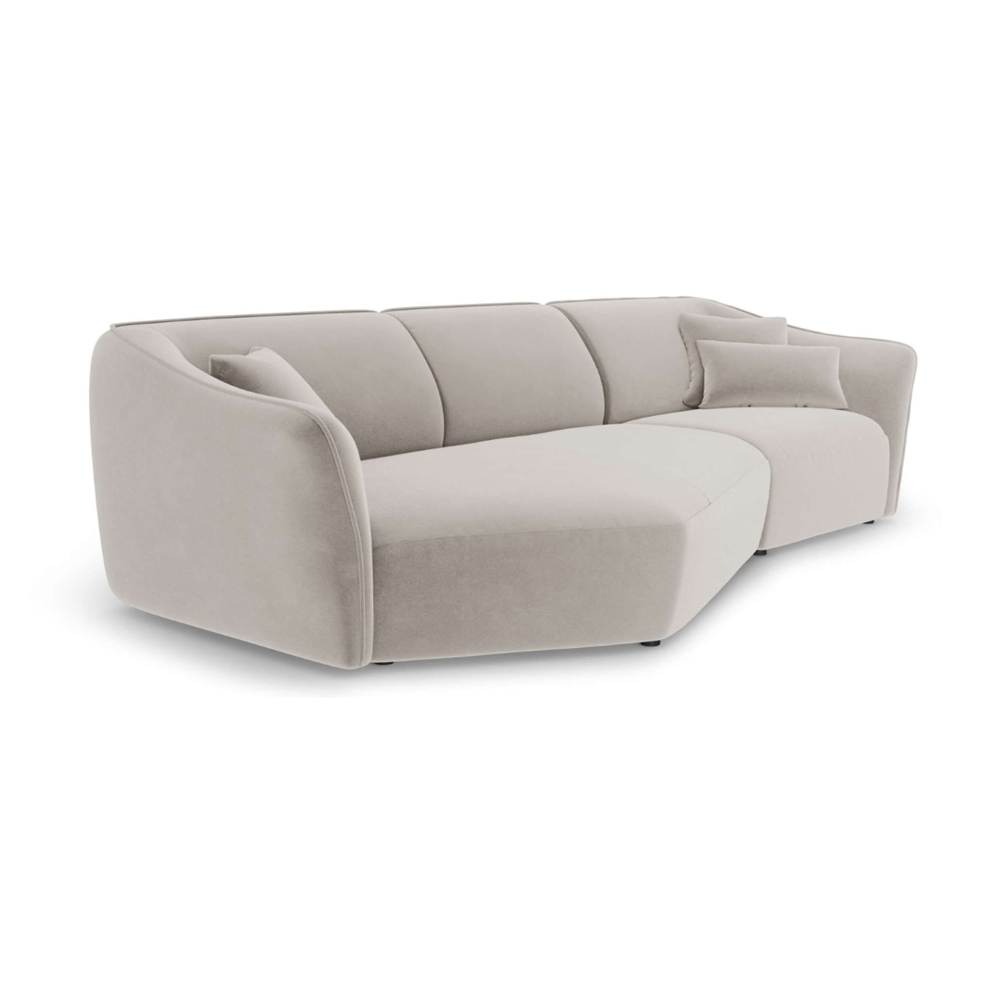 Canapé d'angle gauche modulable "Tokyo" 5 places en velours beige clair