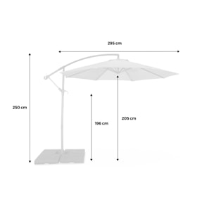 Parasol déporté rond Ø300cm  - Hardelot - Ecru - Manivelle anti-retour | Toile déperlante | Facile à utiliser