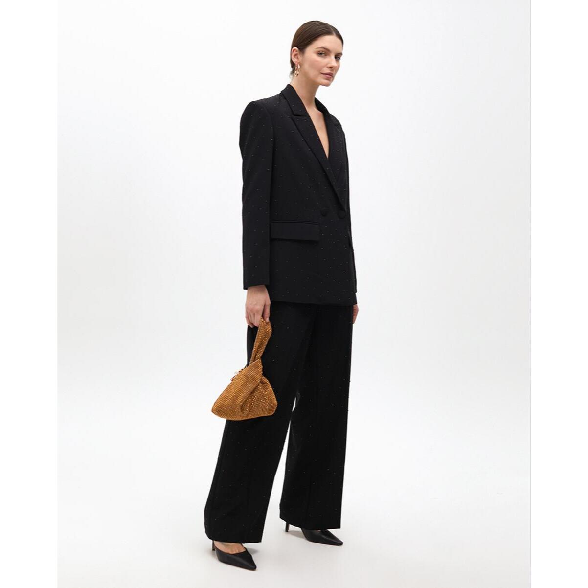 Pantaloni dritti con strass