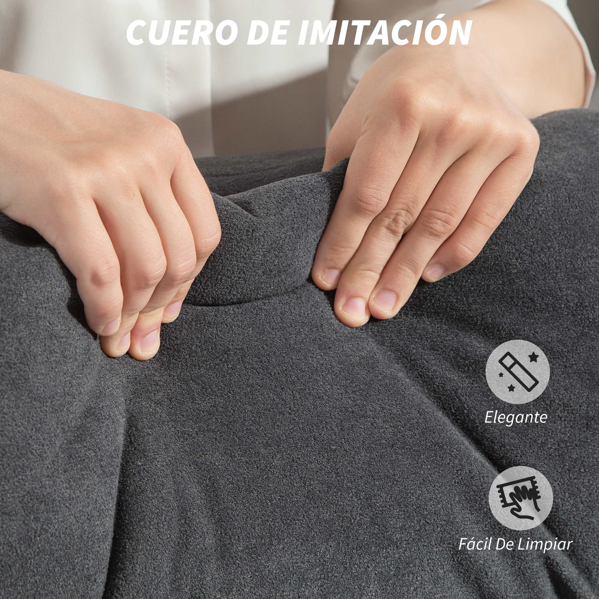 Silla de Escritorio con Reposapiés, Silla de Oficina Giratoria, con Respaldo Reclinable y Alto, Asiento y Reposabrazos Anchos, Acolchado Grueso, Tapizada en Terciopelo, Altura Ajustable, Gris