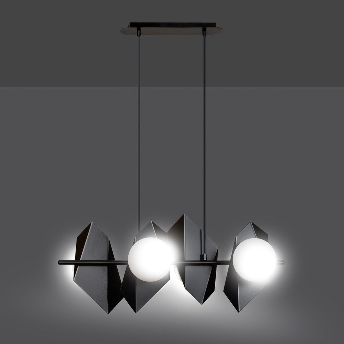 Lampada a sospensione Drifton in acciaio nero e vetro