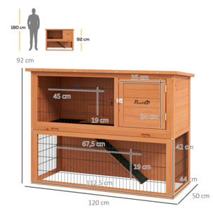 Clapier à lapin cage à lapin 2 étages 3 portes verrouillables bois pré-huilé