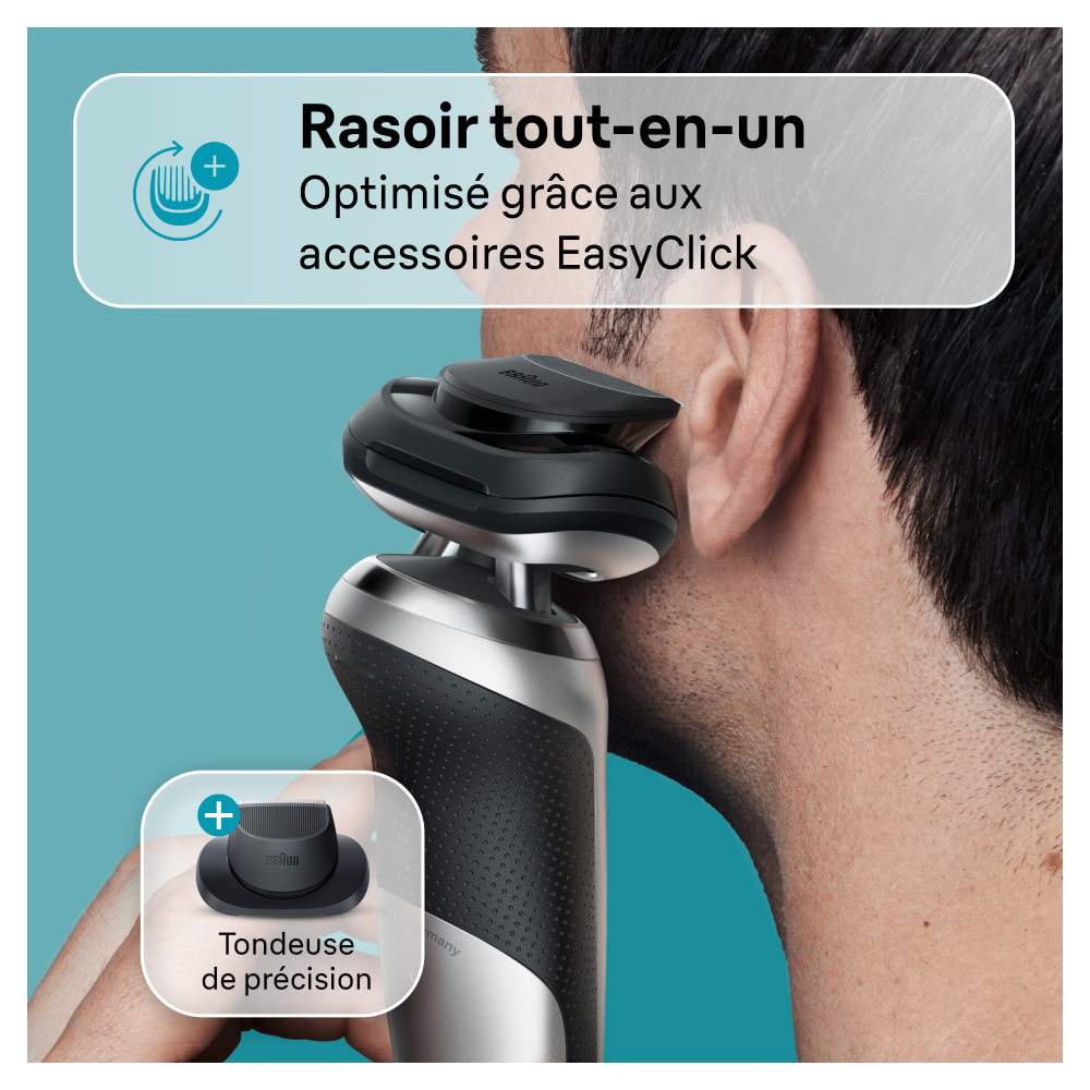 Braun - Rasoir Électrique Series 7 71-S7200cc - Avec Tondeuse De Précision & Centre SmartCare - Argent