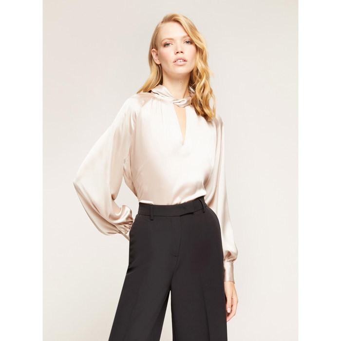 Motivi - Blusa satin con nodo - Bianco