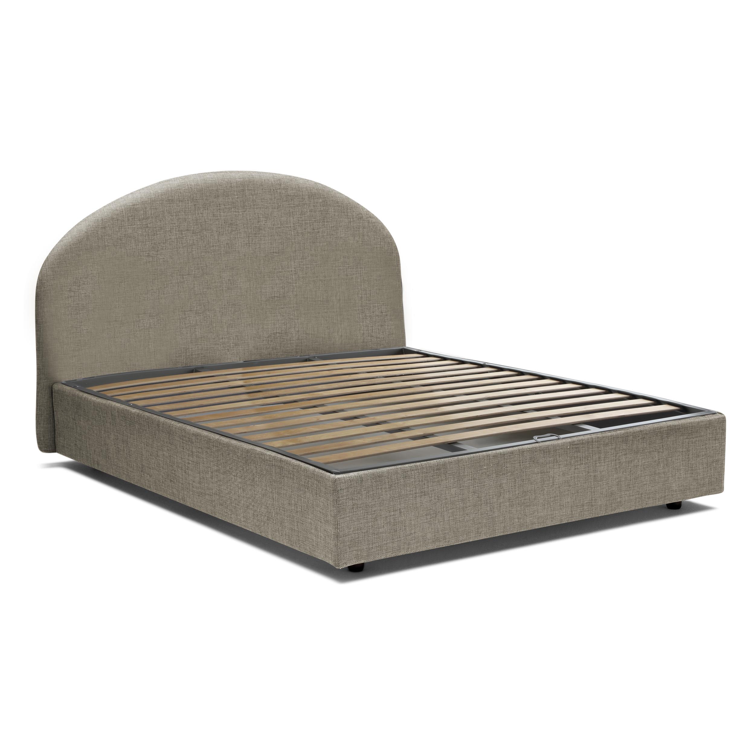 Letto piazza e mezza Concetta, Letto contenitore con rivestimento in tessuto, 100% Made in Italy, Apertura frontale, adatto per materasso Cm 120x190, Tortora