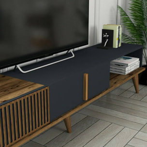 Mobile porta TV Dfirican, Credenza da soggiorno, Armadio basso per TV, Base parete attrezzata, 180x35h40 cm, Noce e Antracite