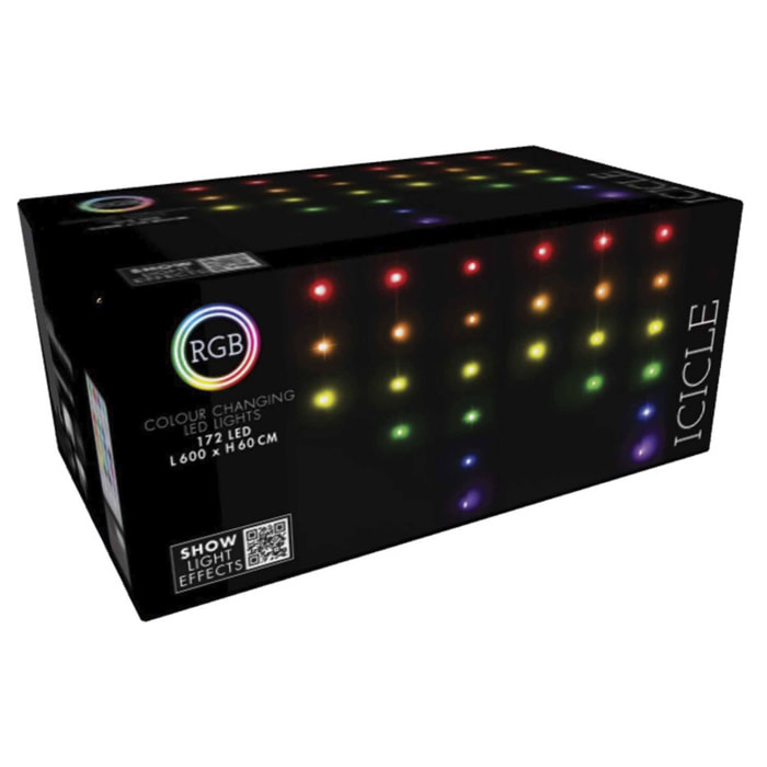 Conjunto de cortina con 172 luces led rgb con 40 cuerdas