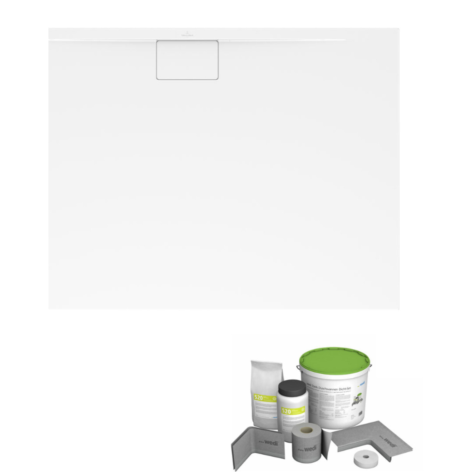 Pack receveur de douche antidérapant 100 x 90 Architectura Metalrim rectangle blanc + Kit d'étanchéité WEDI