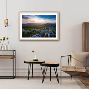 Affiche au sommet du mont chiran Affiche + cadre en bois - Chêne