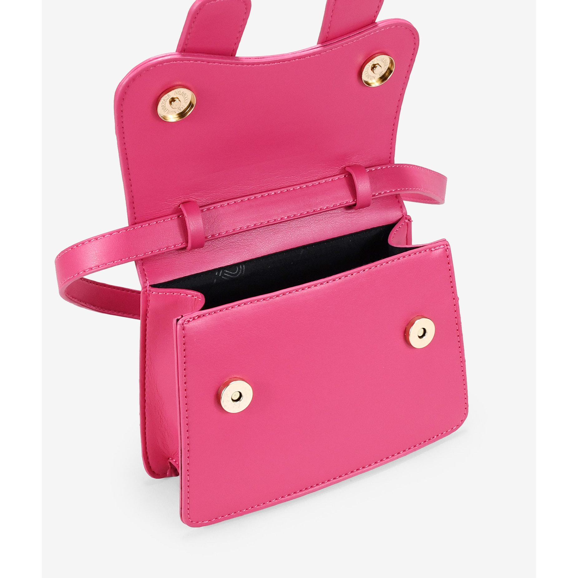 Bolso pequeño rosa con solapa y broches