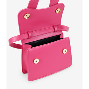 Bolso pequeño rosa con solapa y broches