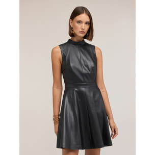 Motivi - Vestito flare corto con collo alto - Nero