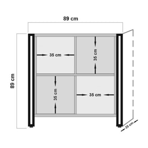 Credenza Dpilon, Buffet da soggiorno, Madia da salotto, Dispensa da cucina, 89x35h89 cm, Quercia e Nero