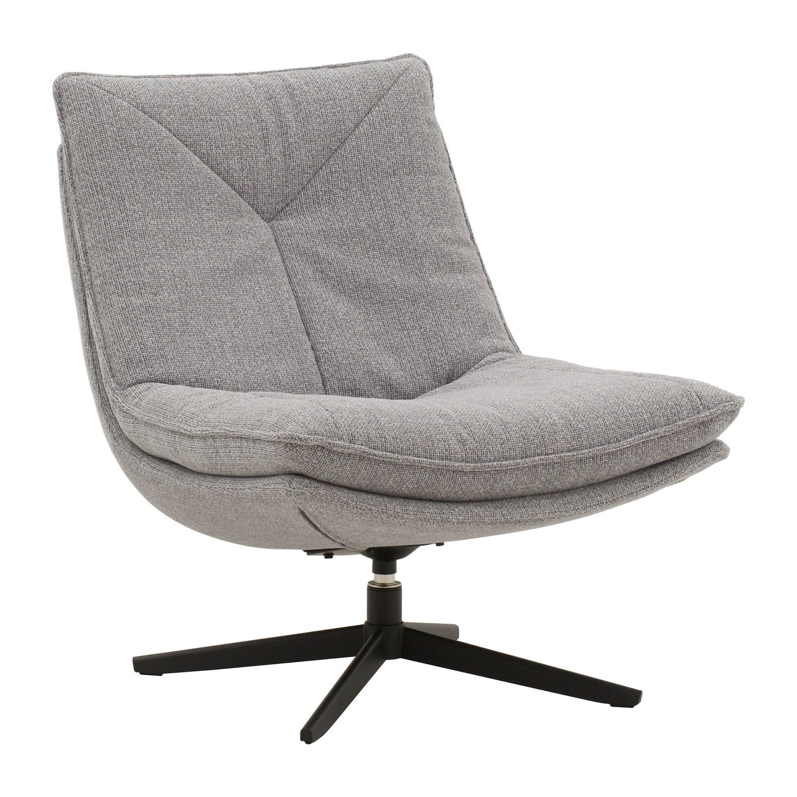 Poltrona girevole BRIKELL in tessuto grigio e base in metallo nero