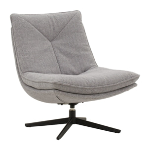 Poltrona girevole BRIKELL in tessuto grigio e base in metallo nero
