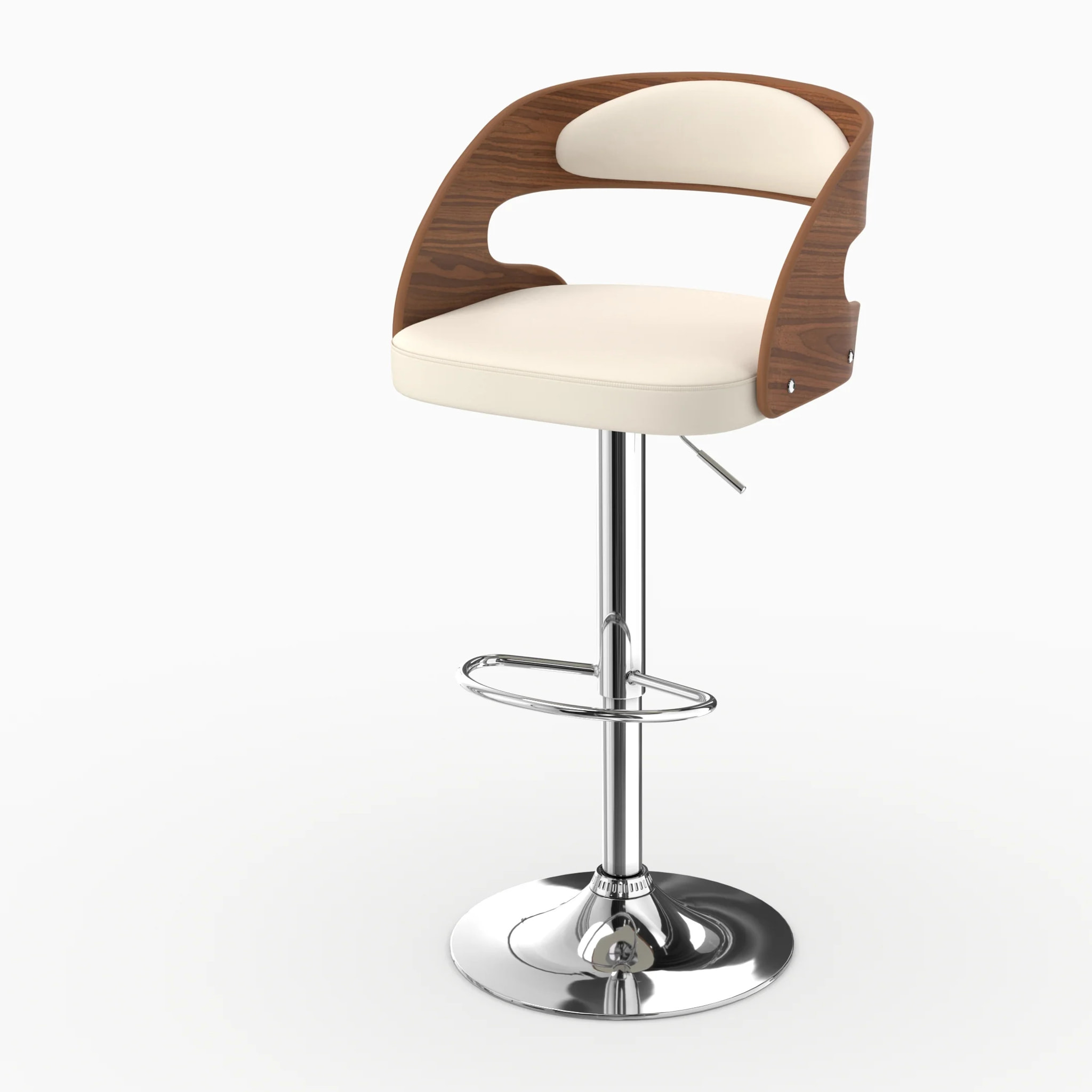 Chaise de bar réglable 62/84 cm en cuir synthétique blanc - Louis