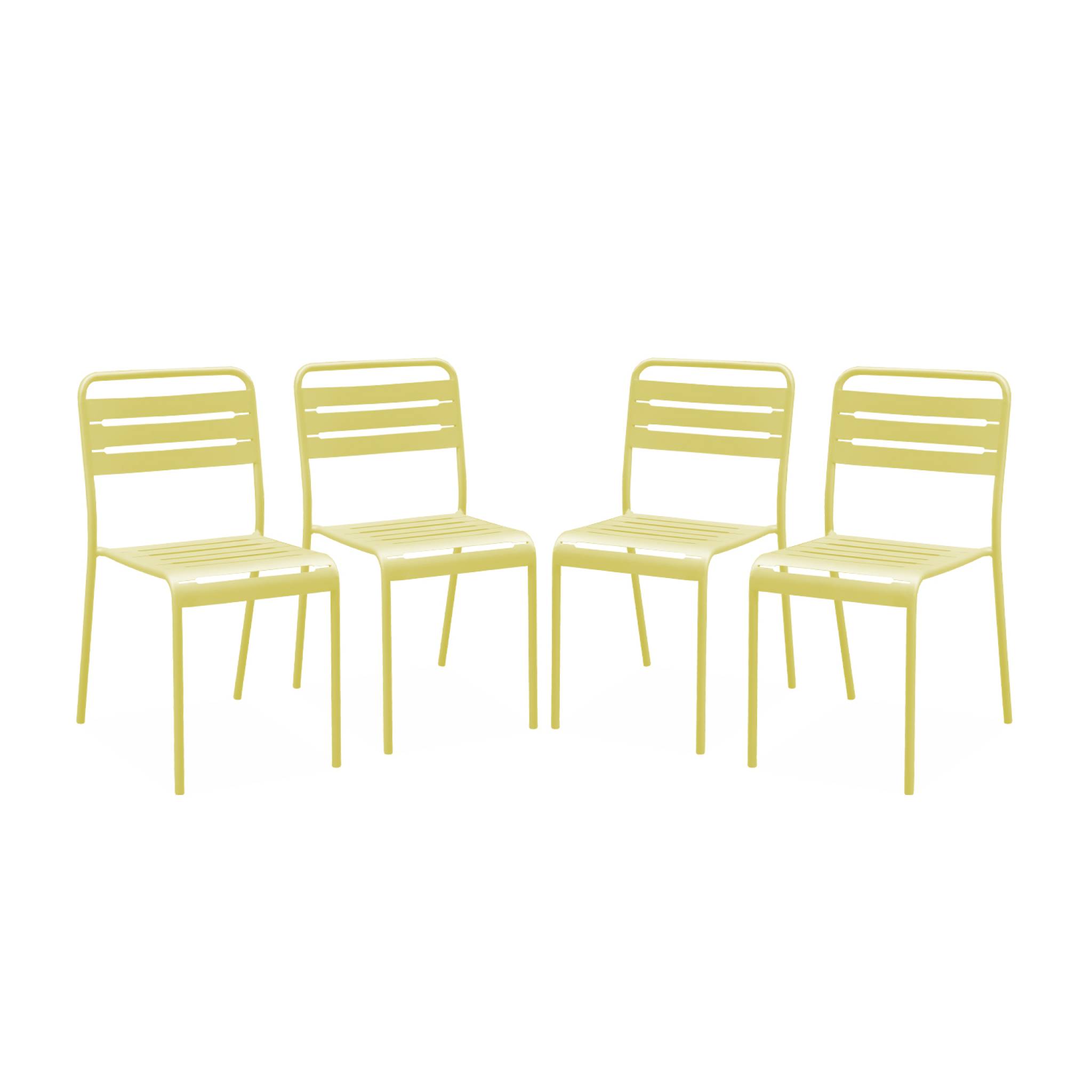 Lot de 4 chaises de jardin acier. 4 places. jaune. Amelia. L44 x P52 x H79cm